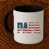 Papa Bold Patriotic American Flag Father’s Day Coffee Mug thumb 2