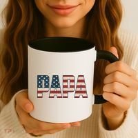 Papa Bold Patriotic American Flag Father’s Day Coffee Mug thumb 3