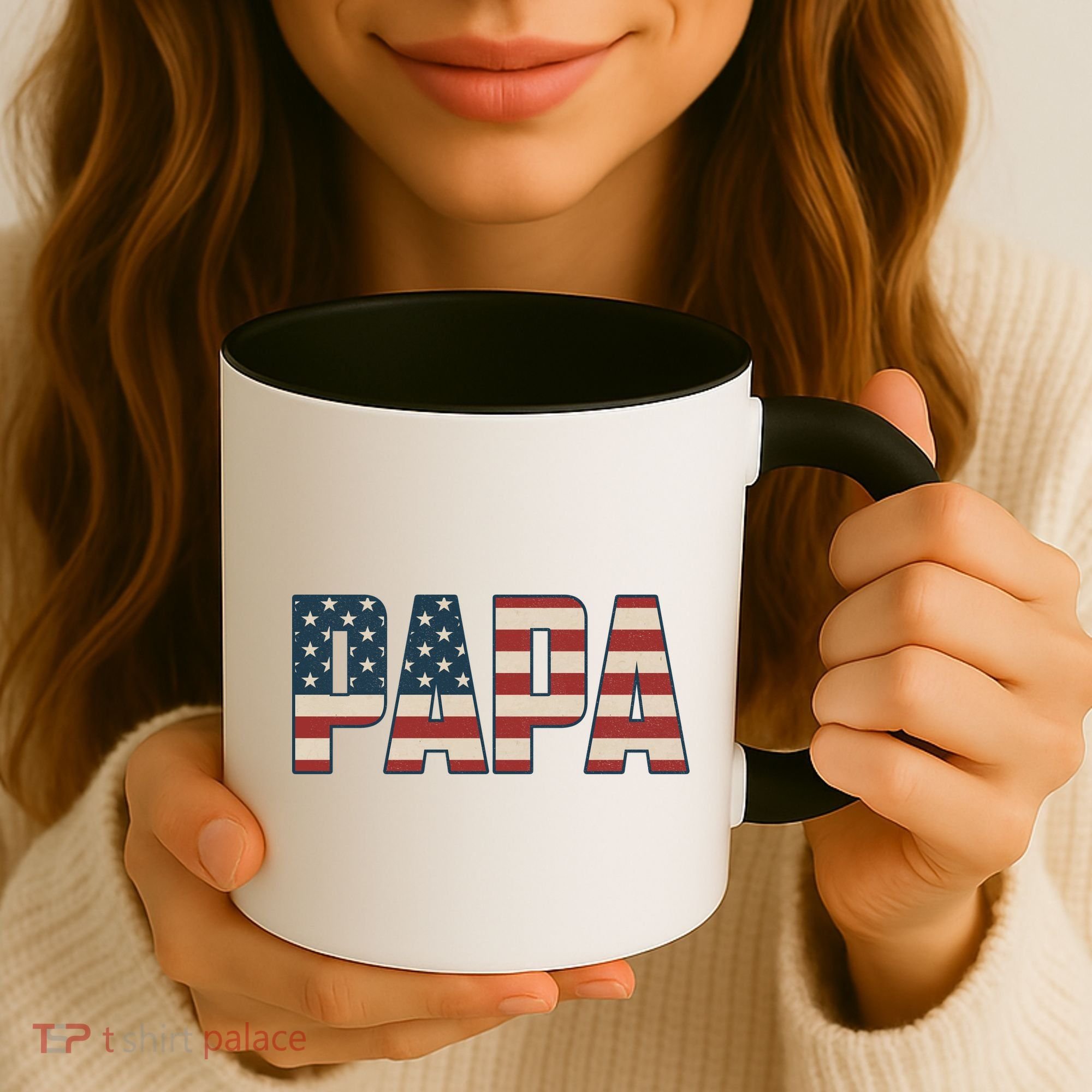 Papa Bold Patriotic American Flag Father’s Day Coffee Mug