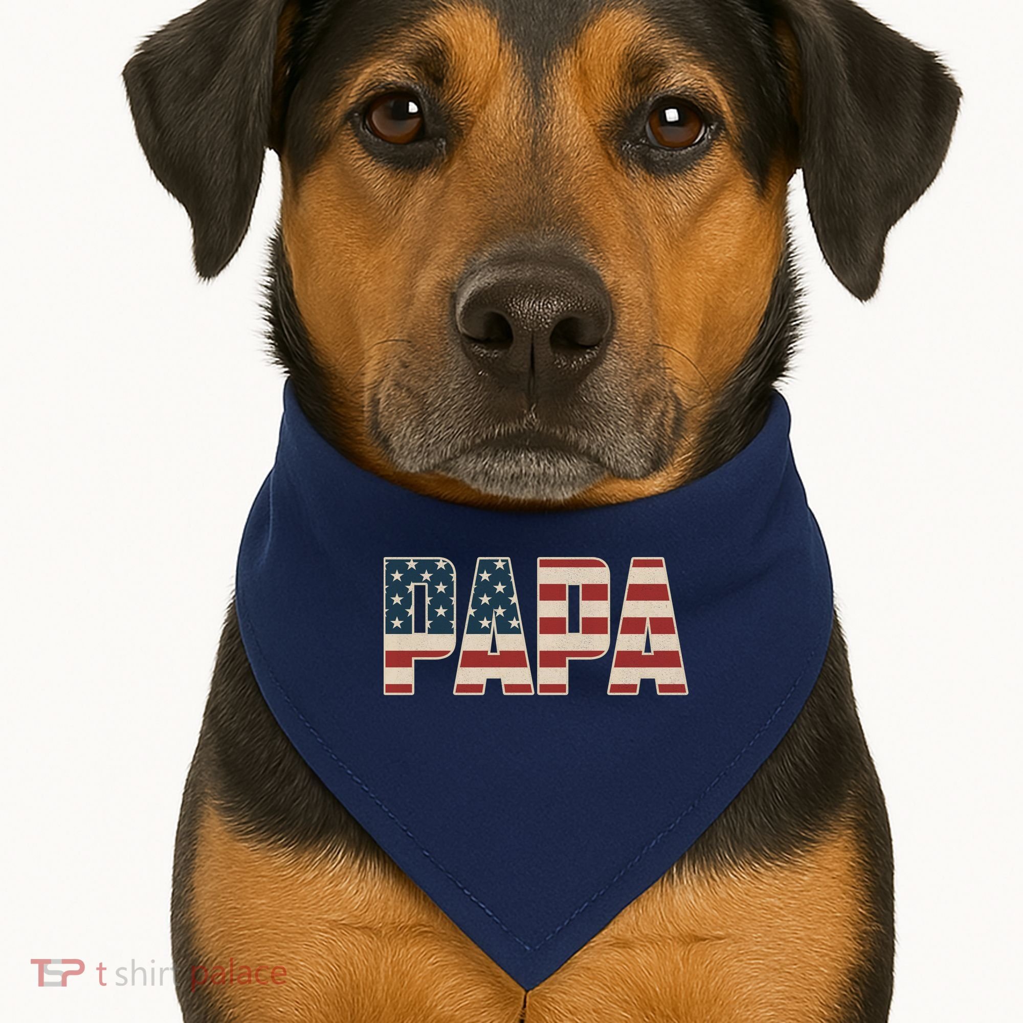 Papa Bold Patriotic American Flag Father’s Day USA-Made Doggie Bandana
