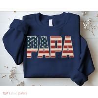 Papa Bold Patriotic American Flag Father’s Day Sweatshirt thumb 2