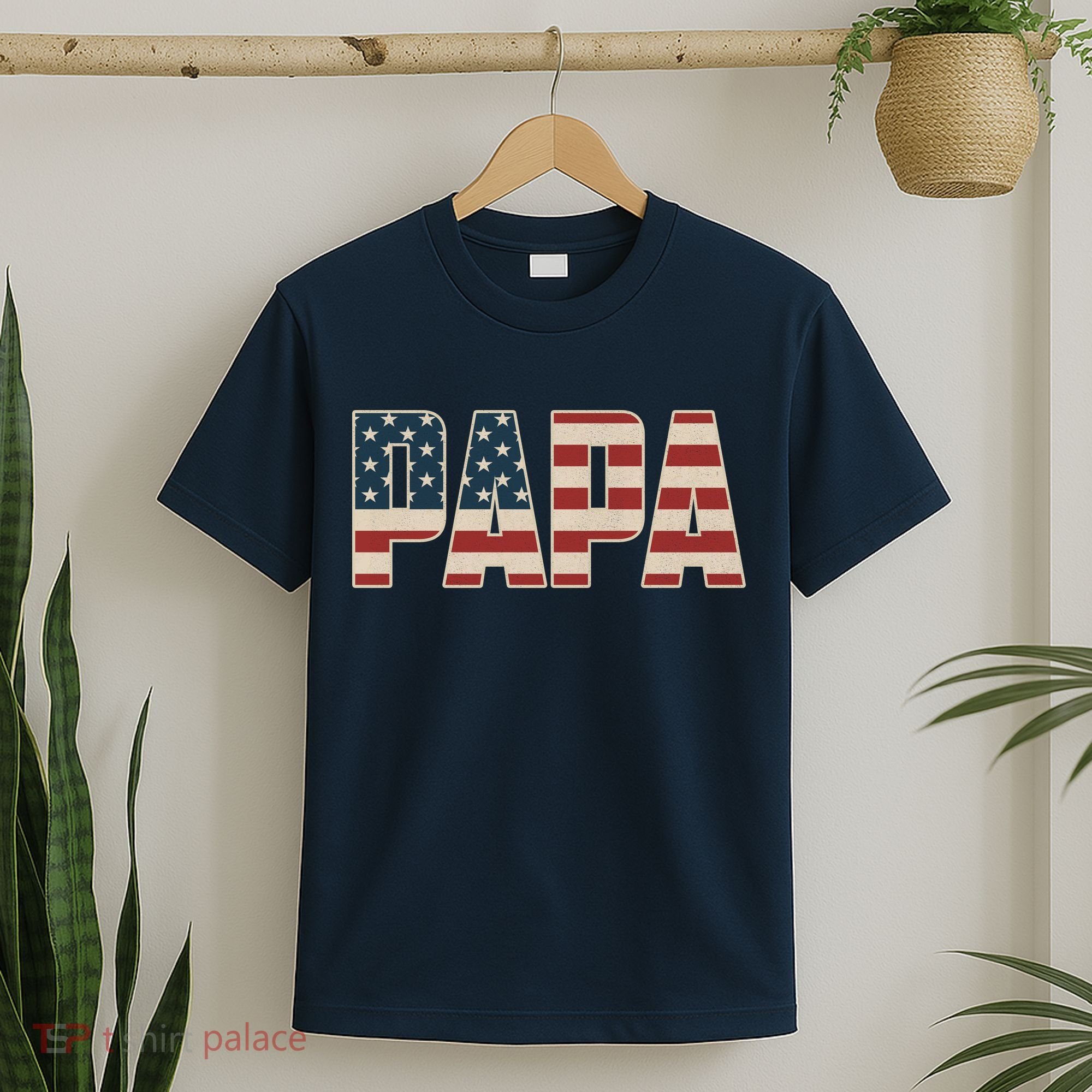 Papa Bold Patriotic American Flag Father’s Day T-Shirt