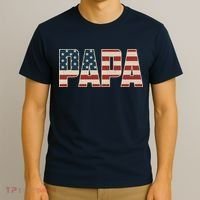 Papa Bold Patriotic American Flag Father’s Day T-Shirt thumb 3
