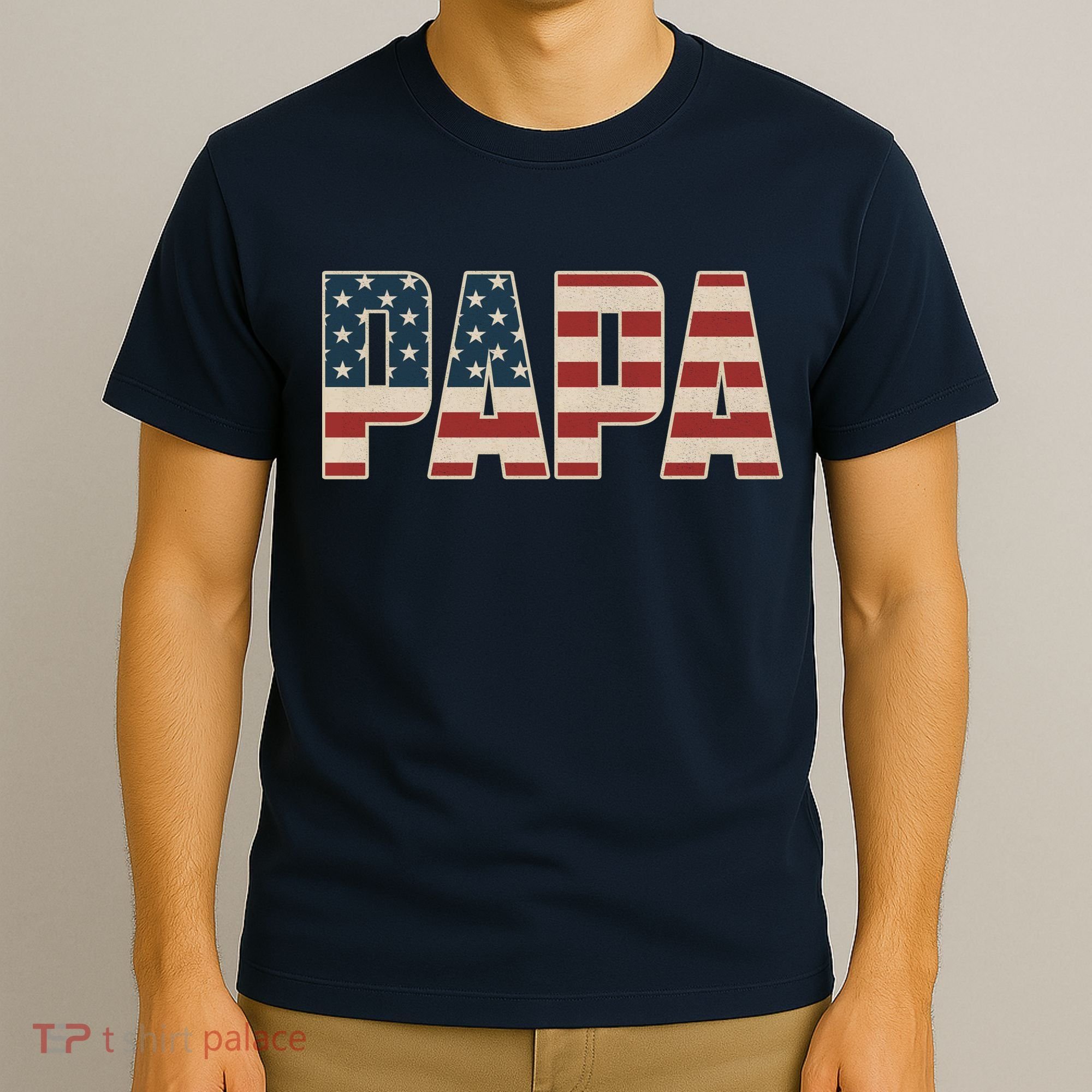 Papa Bold Patriotic American Flag Father’s Day T-Shirt
