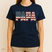 Papa Bold Patriotic American Flag Father’s Day T-Shirt thumb 4