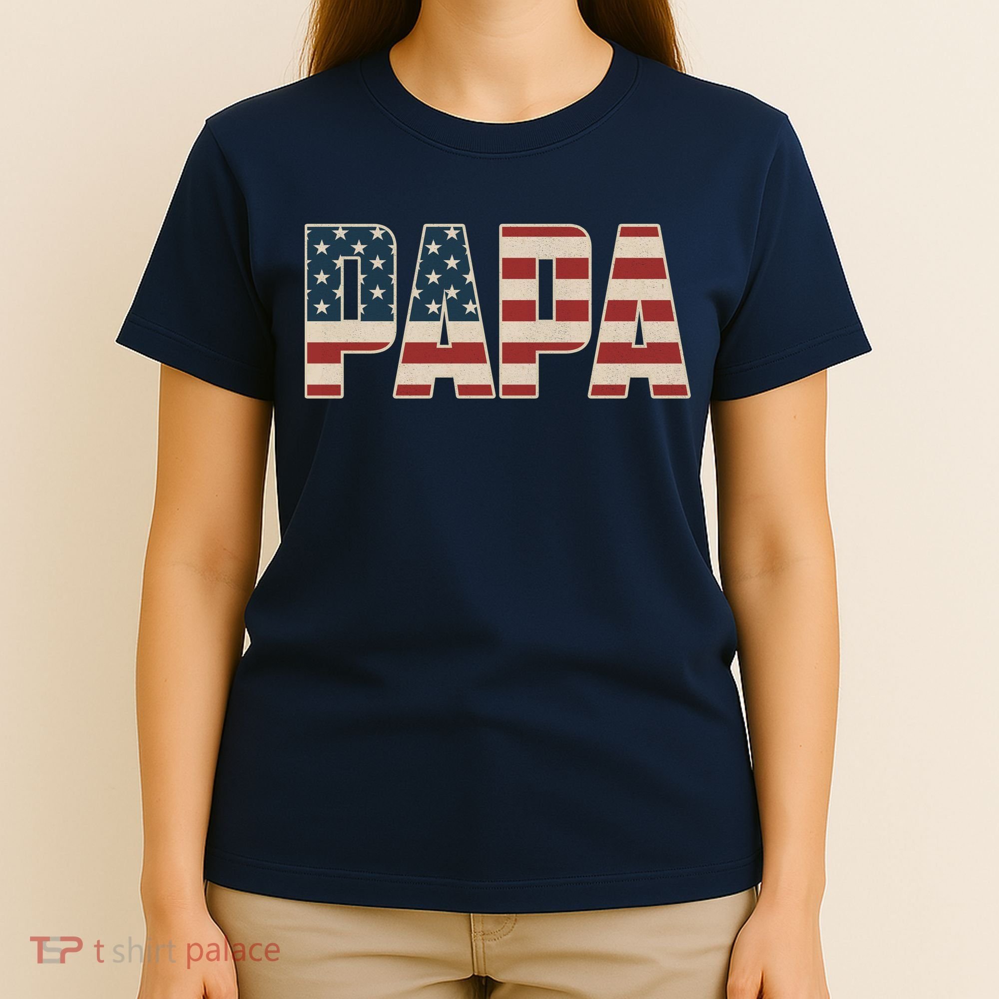 Papa Bold Patriotic American Flag Father’s Day T-Shirt