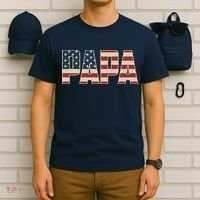 Papa Bold Patriotic American Flag Father’s Day T-Shirt thumb 6
