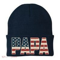 Papa Bold Patriotic American Flag Father’s Day Beanie thumb 0