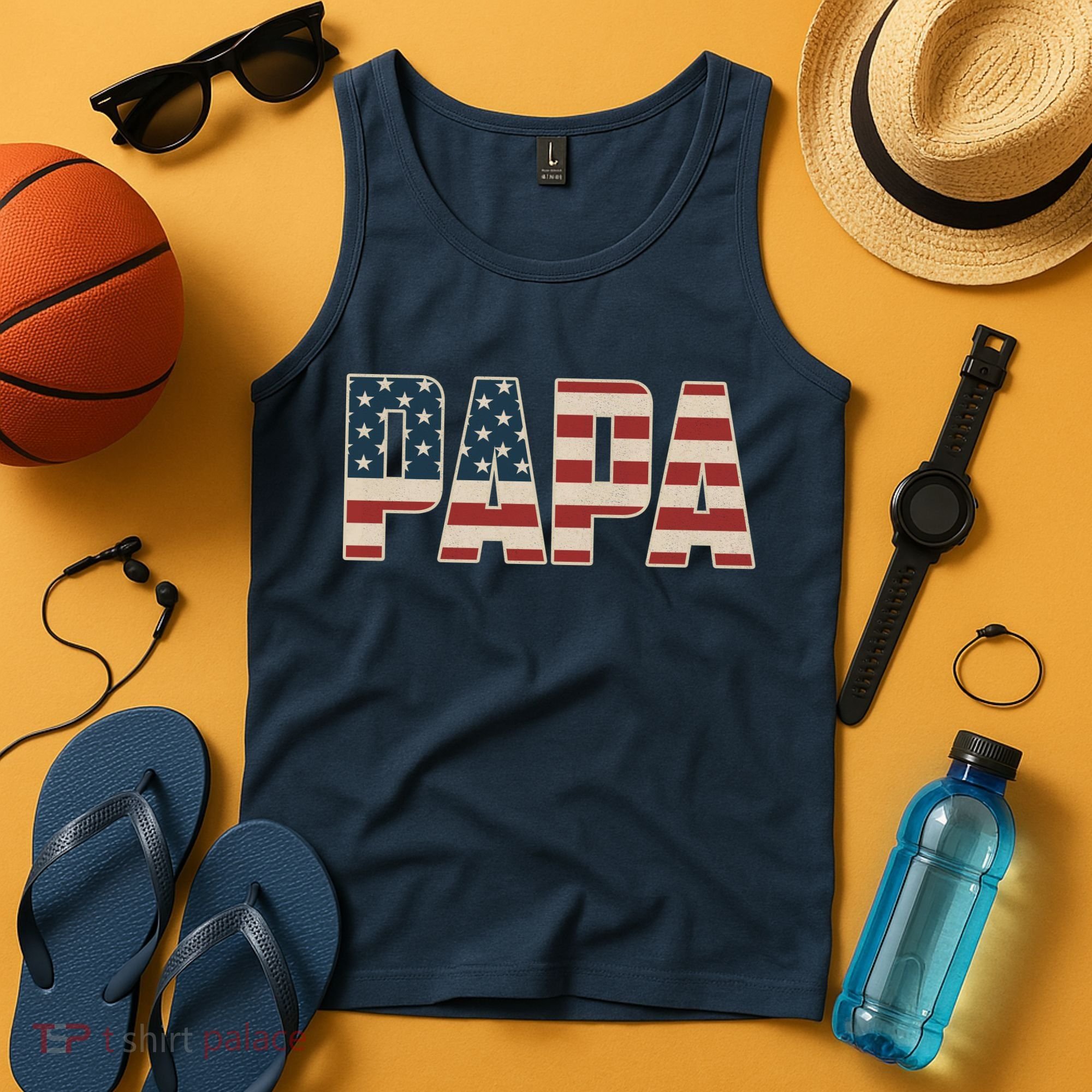 Papa Bold Patriotic American Flag Father’s Day Tank Top