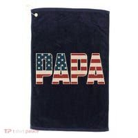Papa Bold Patriotic American Flag Father’s Day Golf Towel thumb 0