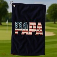 Papa Bold Patriotic American Flag Father’s Day Golf Towel thumb 1