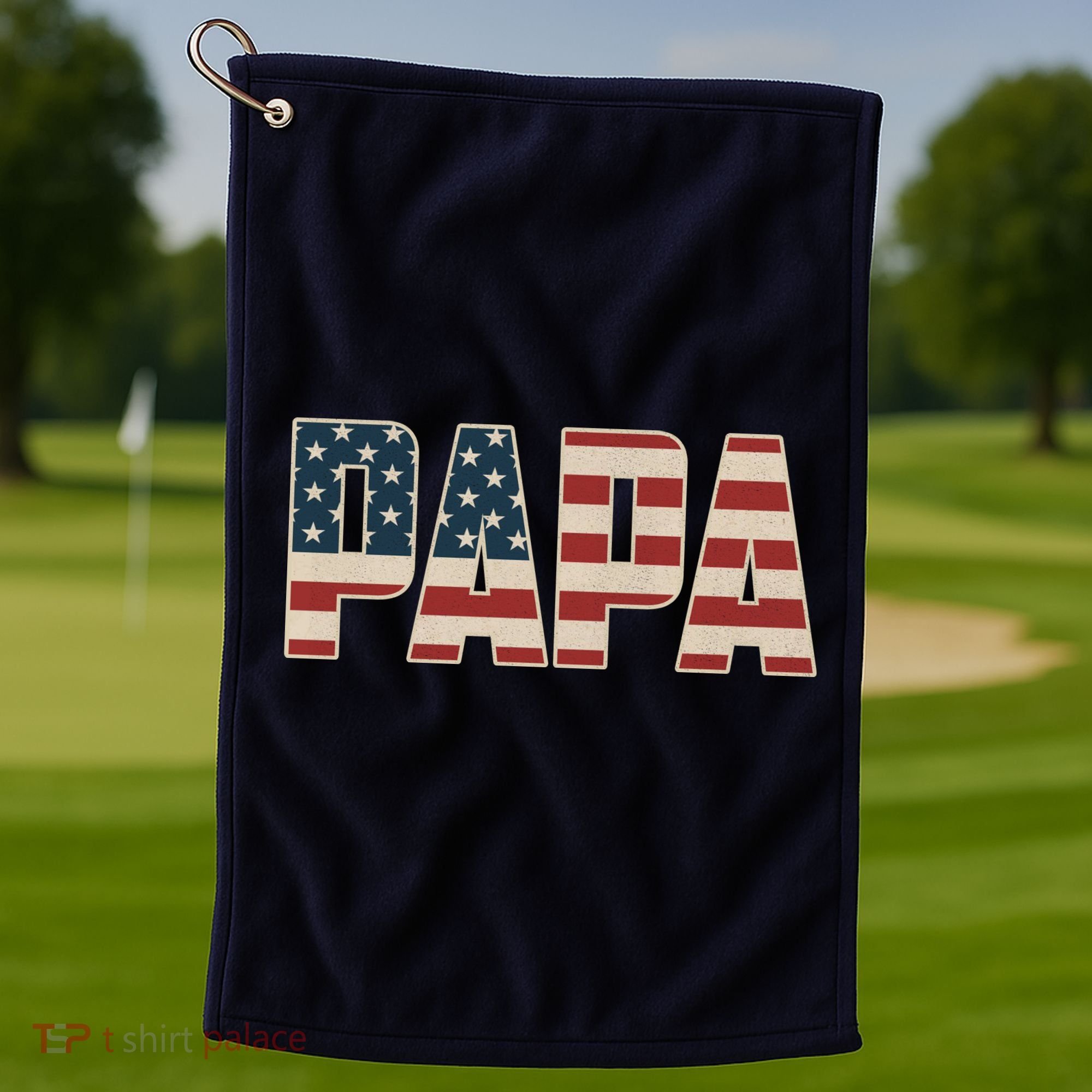 Papa Bold Patriotic American Flag Father’s Day Golf Towel