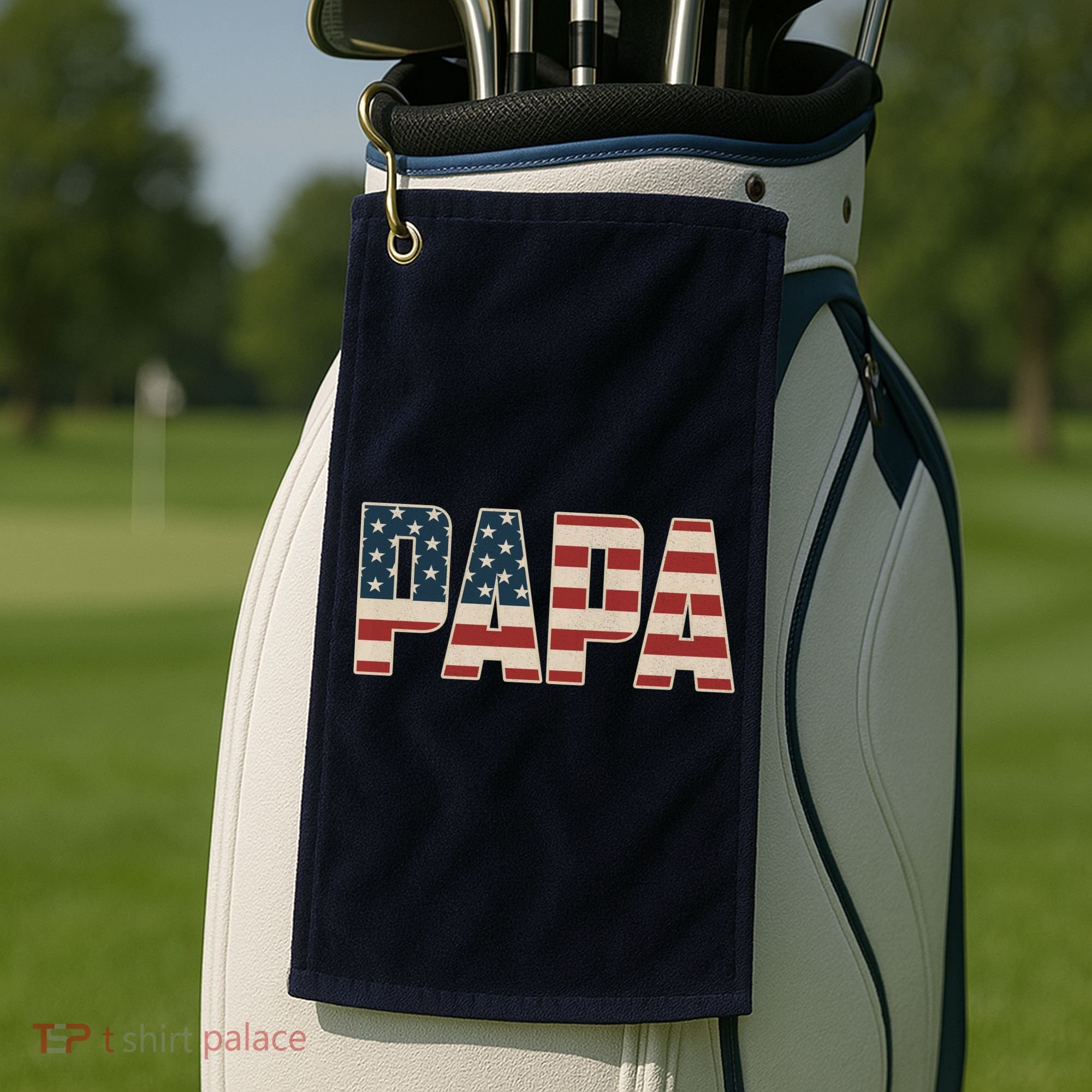 Papa Bold Patriotic American Flag Father’s Day Golf Towel