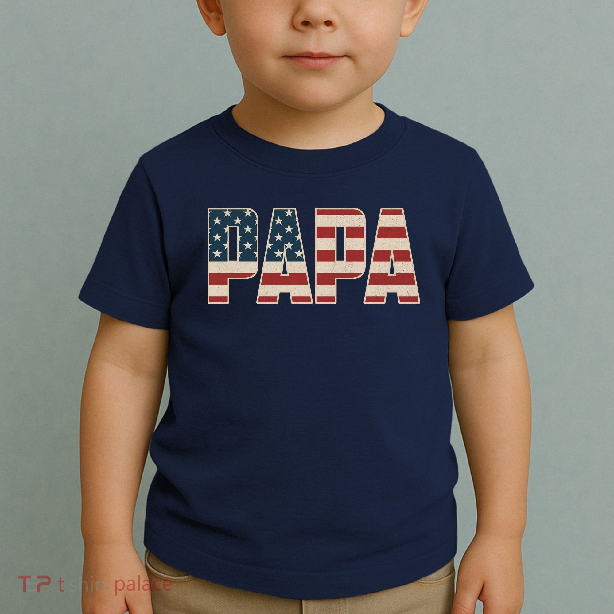 Papa Bold Patriotic American Flag Father’s Day Toddler T-Shirt