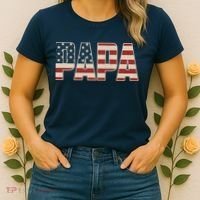 Papa Bold Patriotic American Flag Father’s Day Women's T-Shirt thumb 2