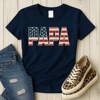 Papa Bold Patriotic American Flag Father’s Day Women's T-Shirt thumb 3