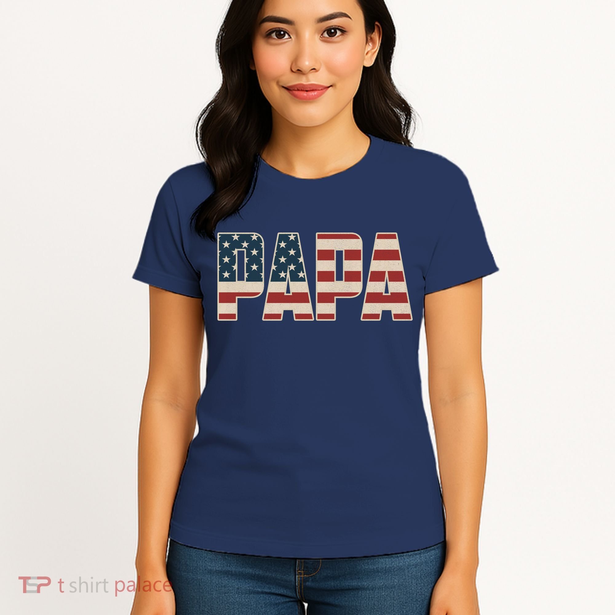Papa Bold Patriotic American Flag Father’s Day Women's T-Shirt
