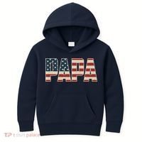 Papa Bold Patriotic American Flag Father’s Day Kids Hoodie thumb 0