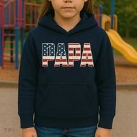 Papa Bold Patriotic American Flag Father’s Day Kids Hoodie thumb 3