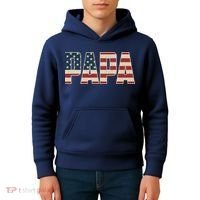 Papa Bold Patriotic American Flag Father’s Day Kids Hoodie thumb 4