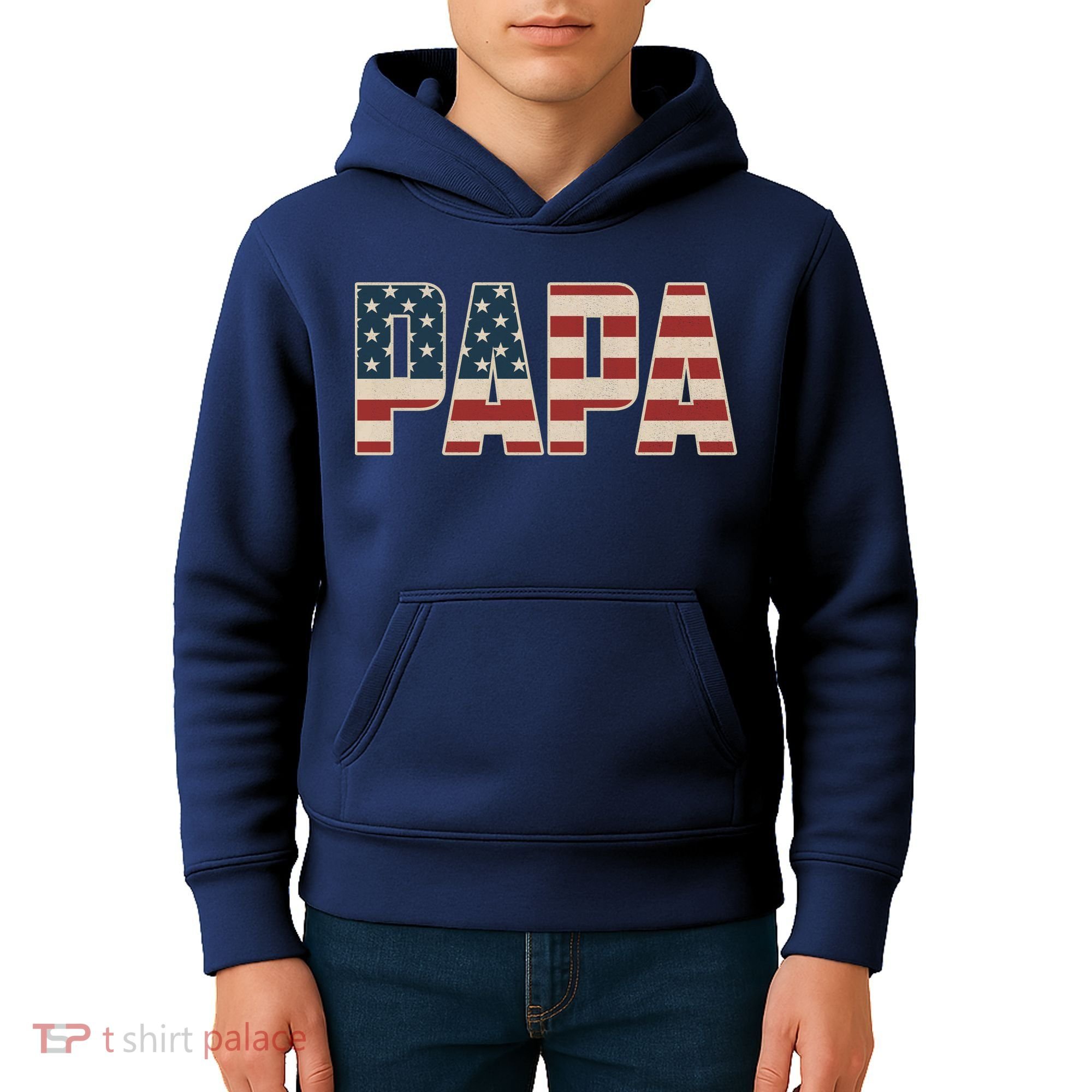 Papa Bold Patriotic American Flag Father’s Day Kids Hoodie