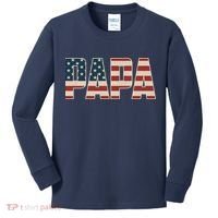 Papa Bold Patriotic American Flag Father’s Day Kids Long Sleeve Shirt thumb 0