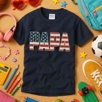 Papa Bold Patriotic American Flag Father’s Day Kids T-Shirt thumb 3