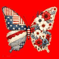 Patriotic Butterfly Santa Hat thumb 1