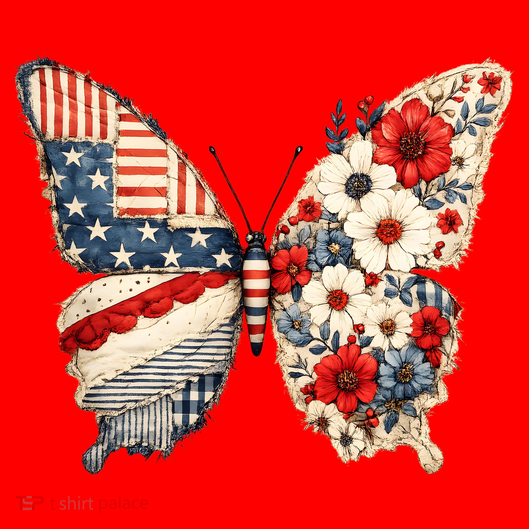 Patriotic Butterfly Santa Hat