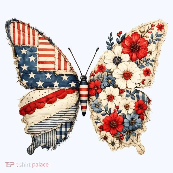 Patriotic Butterfly Button