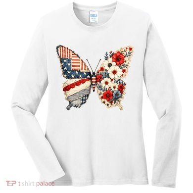 Patriotic Butterfly Women's Long Sleeve Shirt