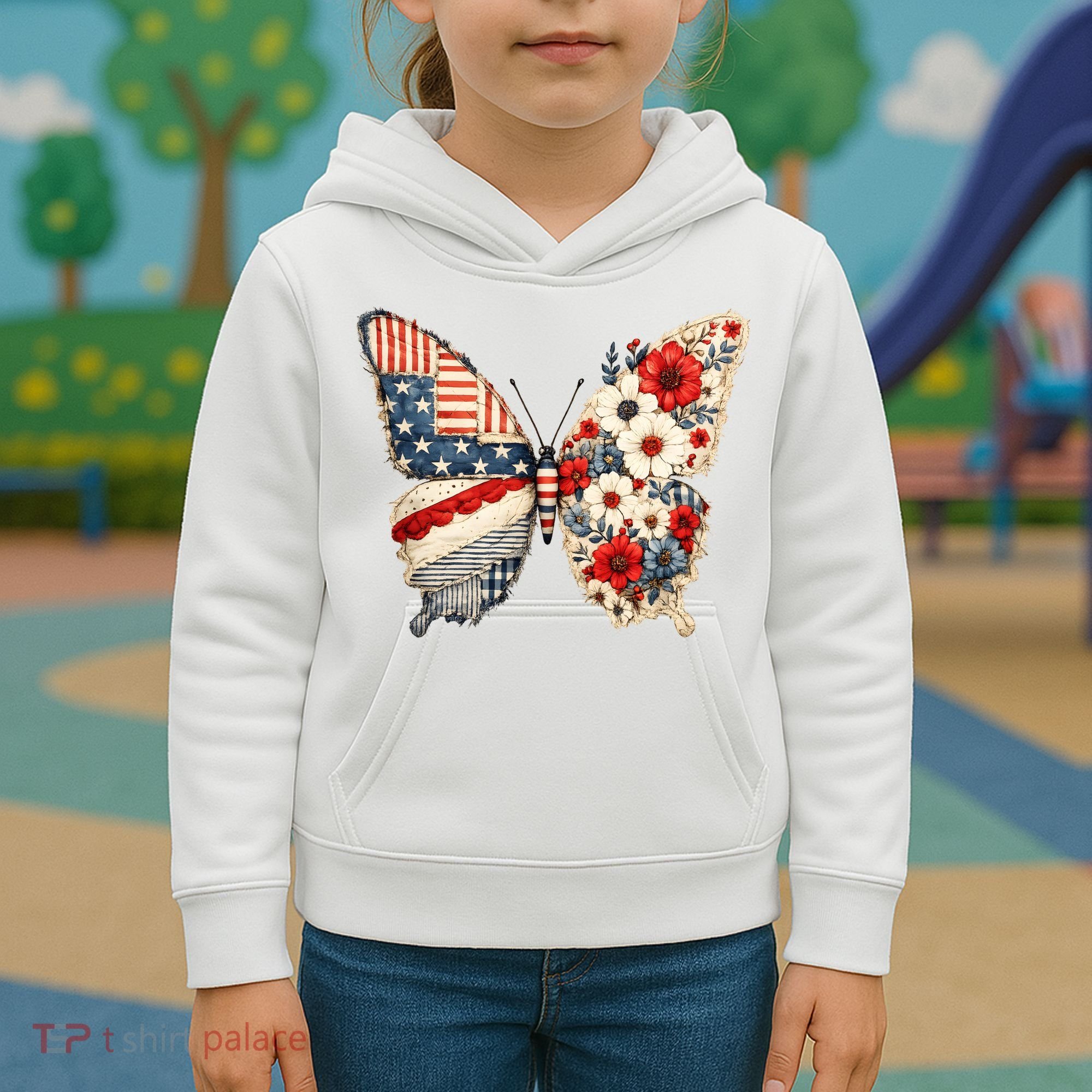 Patriotic Butterfly Kids Hoodie