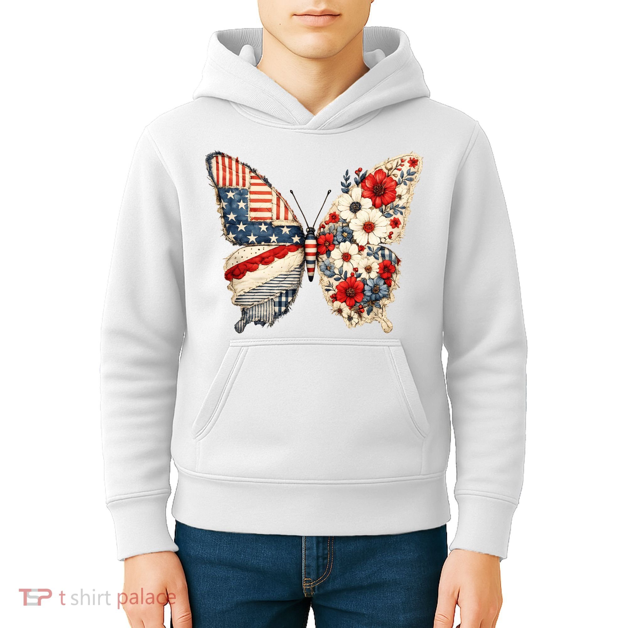 Patriotic Butterfly Kids Hoodie