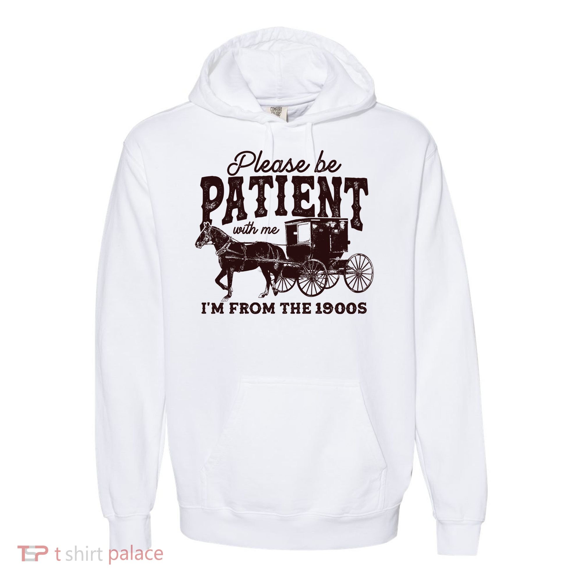 Please Be Patient With Me Im From The 1900s Comfort Colors Garment-Dyed Hooded Sweatshirt