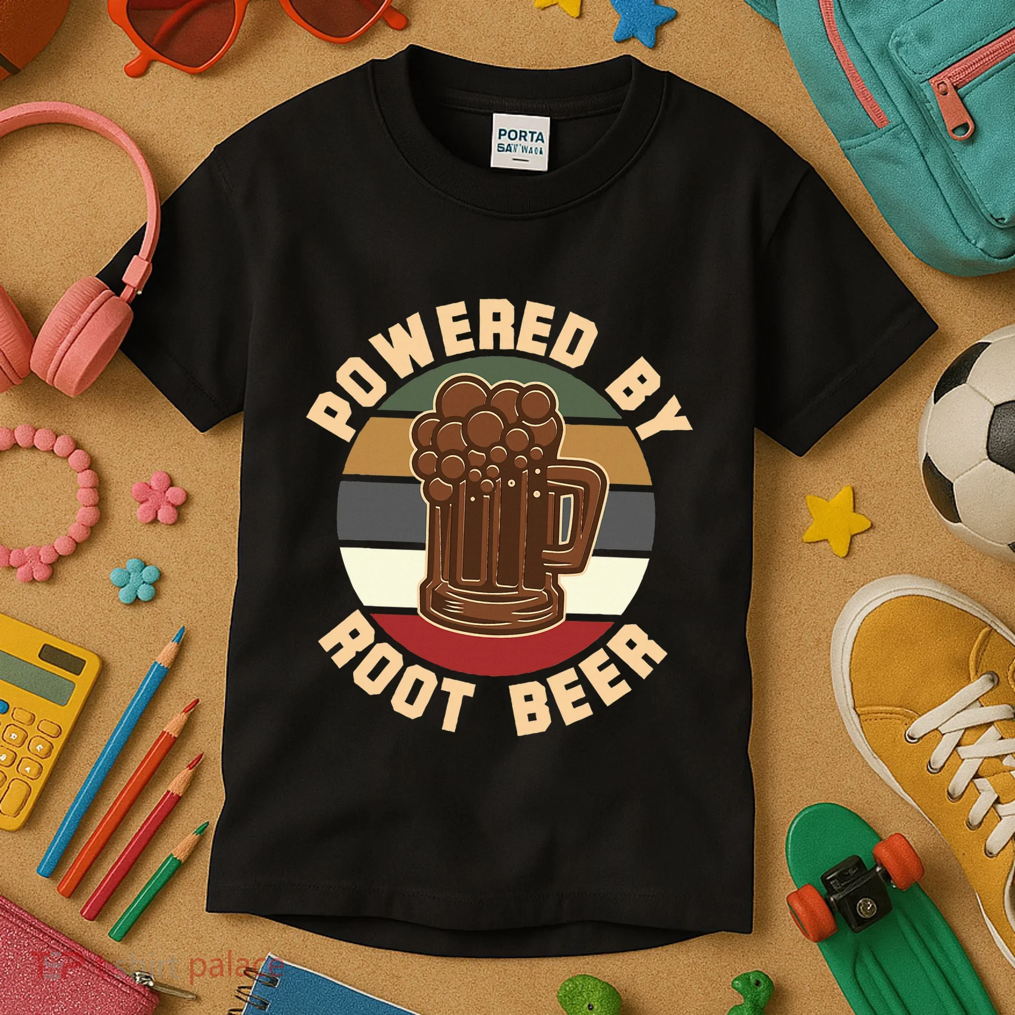 Powered By Root Beer Kids T-Shirt