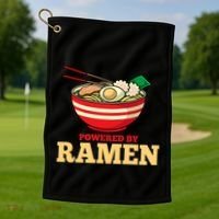 Powered By Ramen Japanese Anime Noodles Golf Towel thumb 1