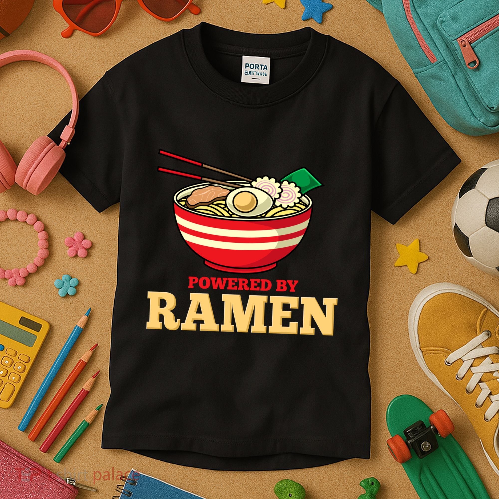Powered By Ramen Japanese Anime Noodles Kids T-Shirt
