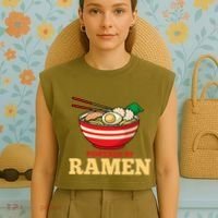 Powered By Ramen Japanese Anime Noodles Garment-Dyed Women's Muscle Tee thumb 4