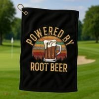 Powered by root beer retro root beer Golf Towel thumb 1