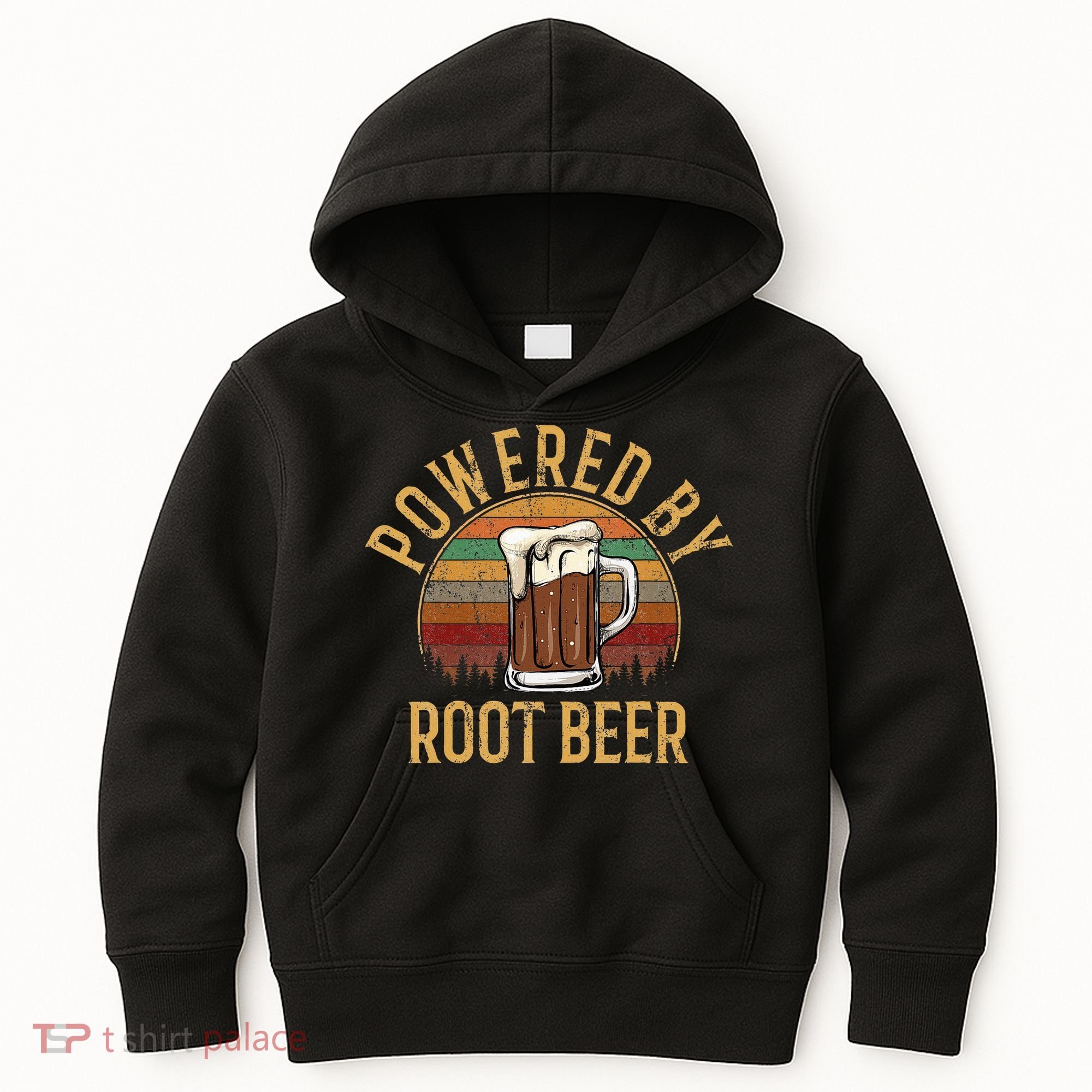 Powered by root beer retro root beer Kids Hoodie