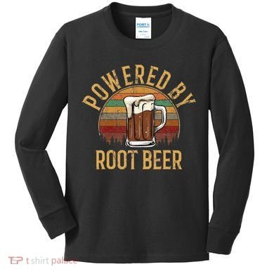 Powered by root beer retro root beer Kids Long Sleeve Shirt