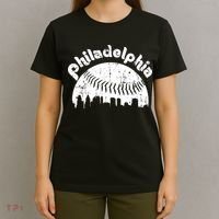 Philadelphia Baseball Retro Philly Skyline Game Day T-Shirt thumb 4