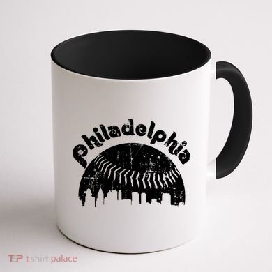 Philadelphia Baseball Retro Philly Skyline Game Day Coffee Mug back