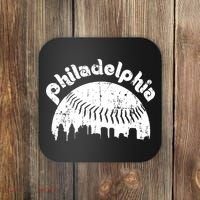 Philadelphia Baseball Retro Philly Skyline Game Day Coaster thumb 0