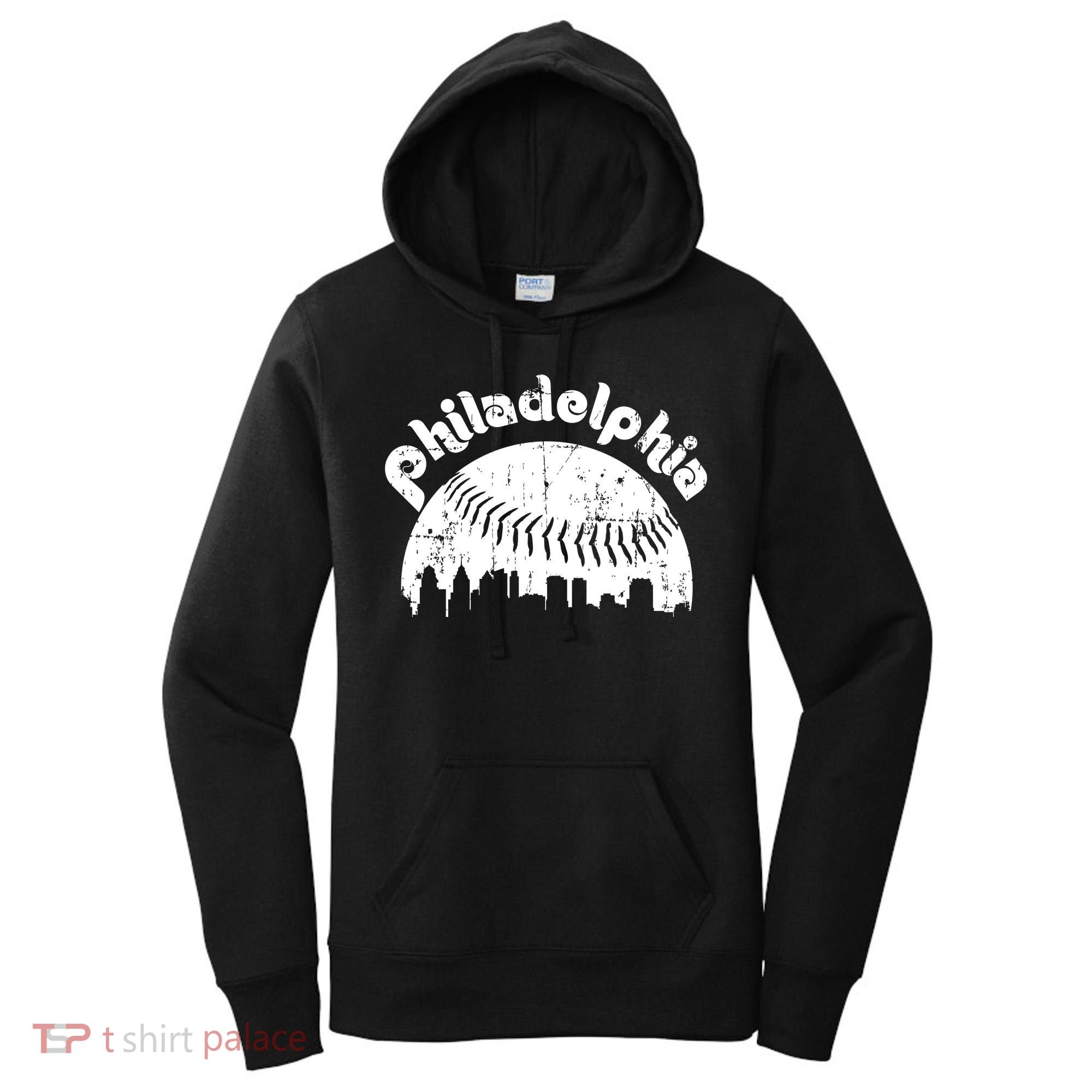 Philadelphia Baseball Retro Philly Skyline Game Day Women's Hoodie
