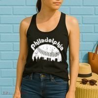 Philadelphia Baseball Retro Philly Skyline Game Day Women's Tank Top thumb 2
