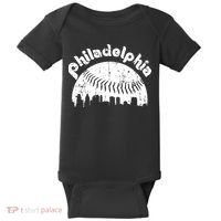 Philadelphia Baseball Retro Philly Skyline Game Day Baby Bodysuit thumb 0
