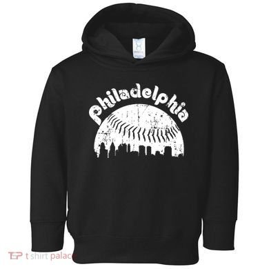 Philadelphia Baseball Retro Philly Skyline Game Day Toddler Hoodie