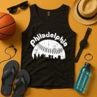 Philadelphia Baseball Retro Philly Skyline Game Day Tank Top thumb 4