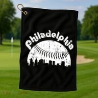 Philadelphia Baseball Retro Philly Skyline Game Day Golf Towel thumb 1